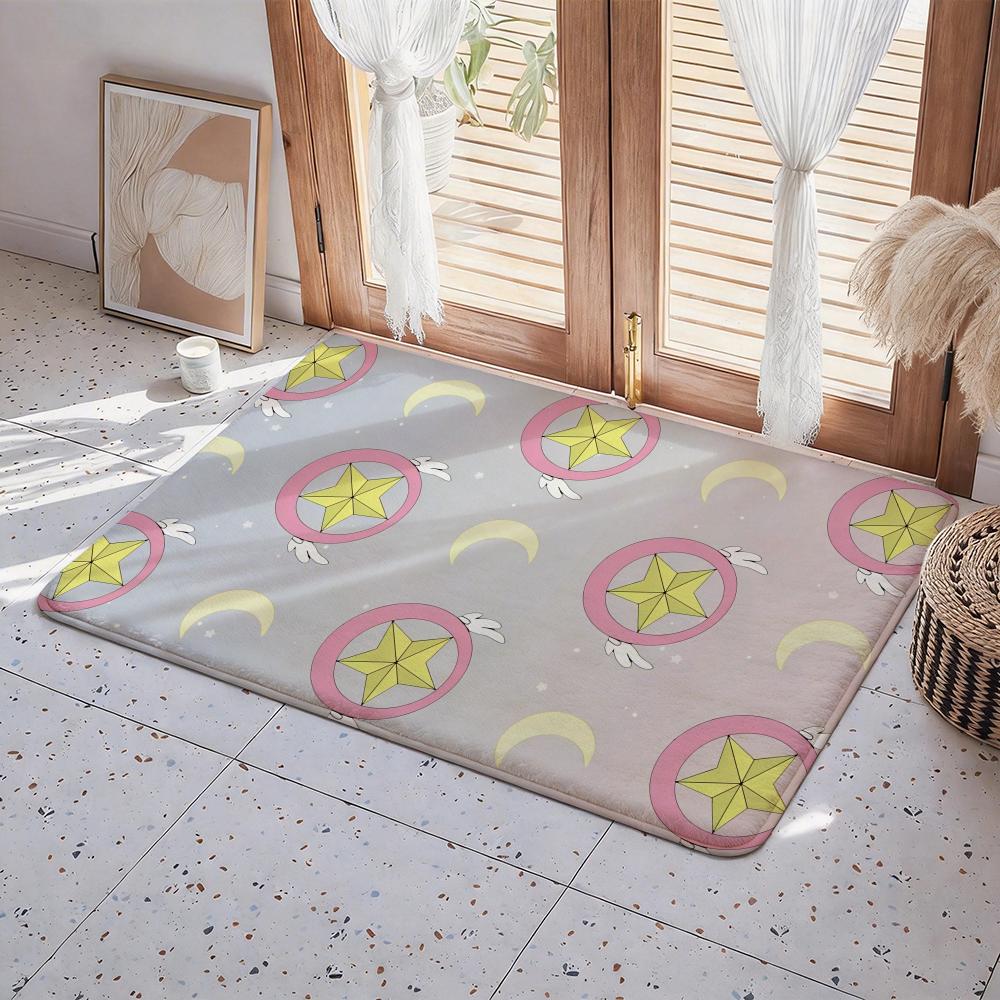 C Cardcaptor S Sakura Cartoon Floor Mat Eco Flannel Doormat Non Slip Odorless Indoor Floor Rug Soft Short Plush Home Mat