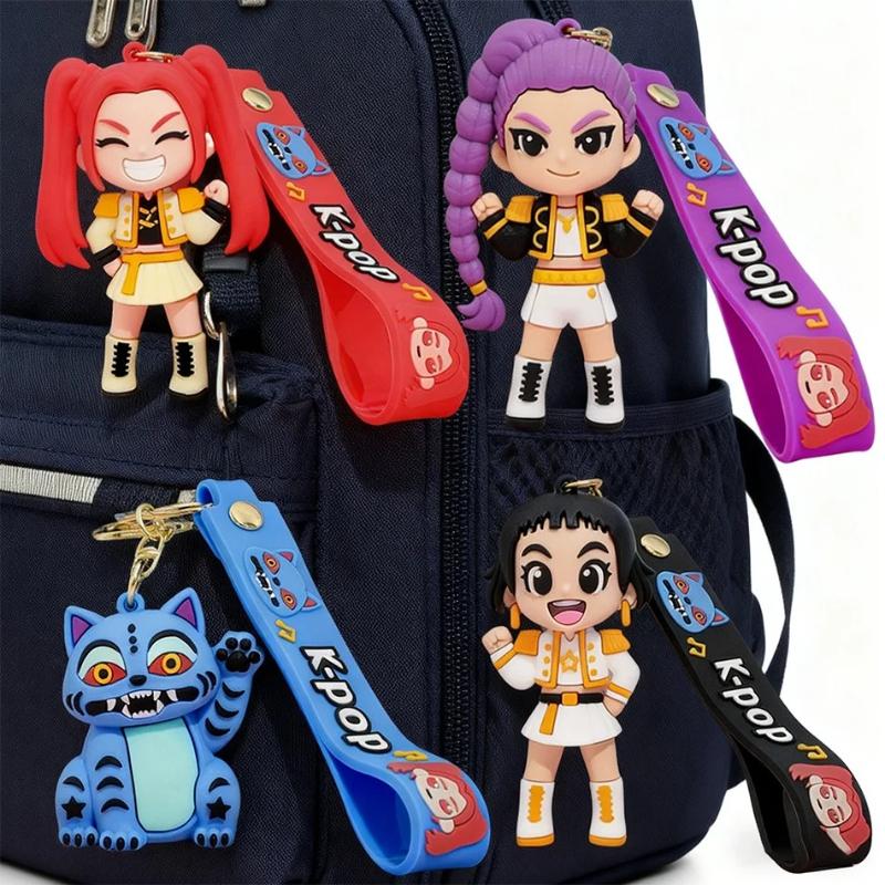 Hot Anime Movie Kpop Demon Hunters Girls Derpy Keychains Doll Cute Tiger Action Model Toy Collection Christmas Gifts