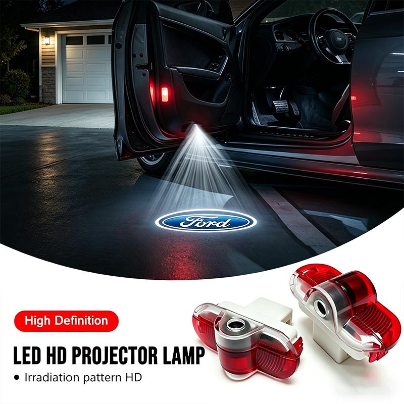 2pcs Welcome LED Light Car Door Badge Wireless HD Projector Lamp For Ford Focus Mondeo Kuga Fiesta MK7 Escort Edge 2 4 MK2 MK4