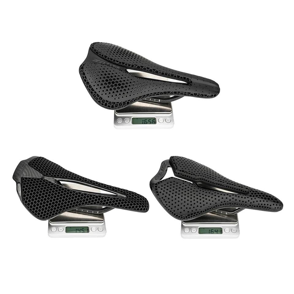 ZTTO 3D Printed Carbon Fiber Bicycle Saddle SuperLight Hollow Rail MTB Gravel Road Seat with Comfortable Breathable Cushion