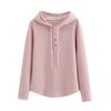 Women Hoodie Fall Long Sleeve Button Up Drawstring Hooded Sweatshirt Loose Fit Casual Thin Pullover Top