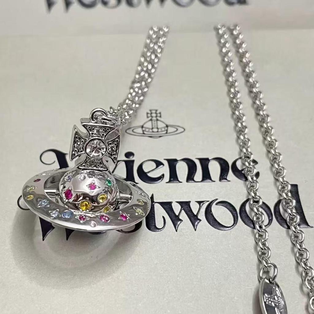 Westwood Saturn Choker Necklace: High Version, Medium Size, Women's 10MM Beads, Logo Clasp.