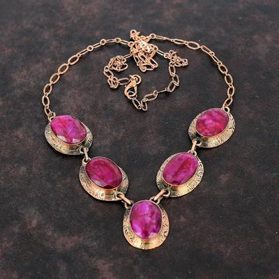Facettierte Kaschmir Rubin Edelstein Halskette Kupfer Halskette Verstellbare Kette Halskette Sehr hübscher Kupfer Schmuck Handgemachte Halskette Geschenk für Frau