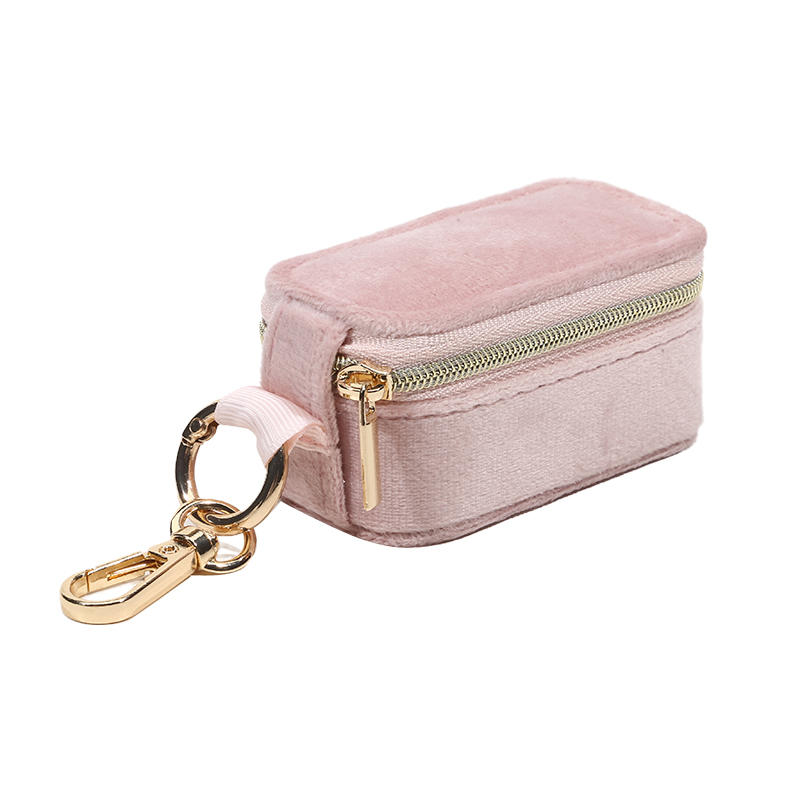 1pc Mini Travel Jewelry Box Ring Zipper Velvet Storage Case Small Jewellery Packaging USB Storage Box on Business Trip