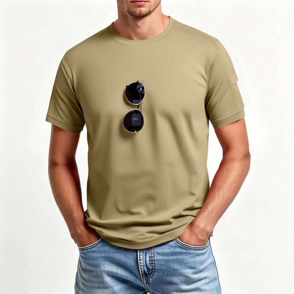 Men's Summer Round Neck T-Shirt, Quick-Drying Casual Sports Short Sleeve Top