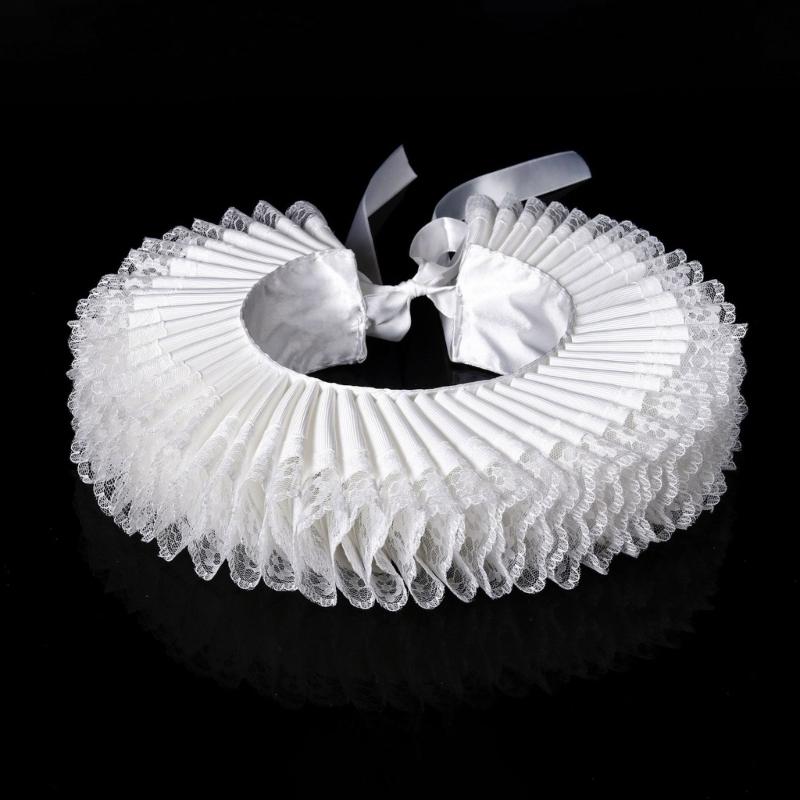 Comfortable Elizabethan Neck Ruff Victorian Ruffle Choker Adjustable Neck Ruff for Medieval Costume