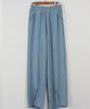 Ppaeppae Elastic Waist Slip Line Front Slit Stretch Long Straight Pants