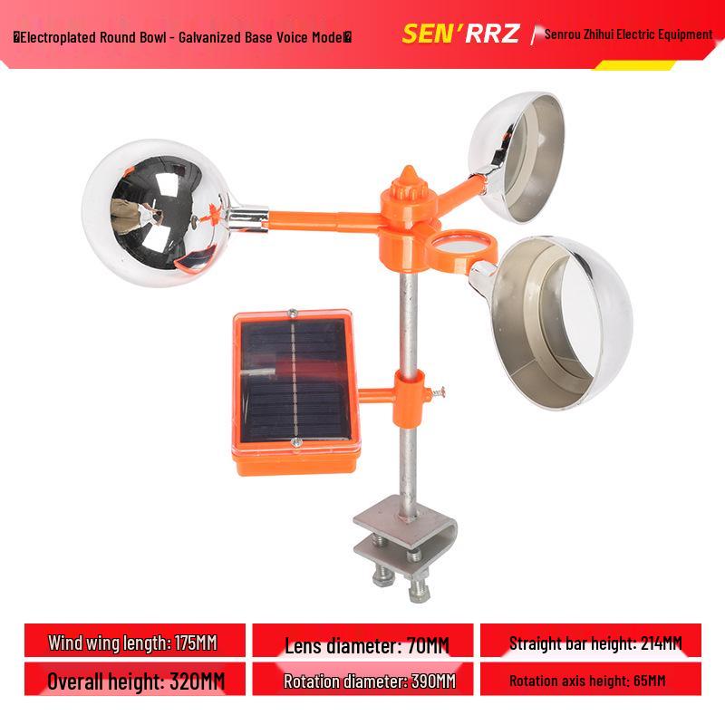 Solar Wind-Powered Bird Repellent for Orchards, Fish Ponds, and Farmland