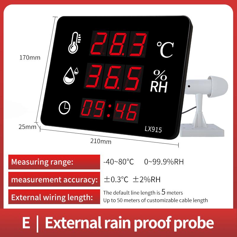 Digital Hygrometer Outdoor Indoor Sauna Thermometer WIth Alarm Digital Wall Clock Temperature Meter And Sensor