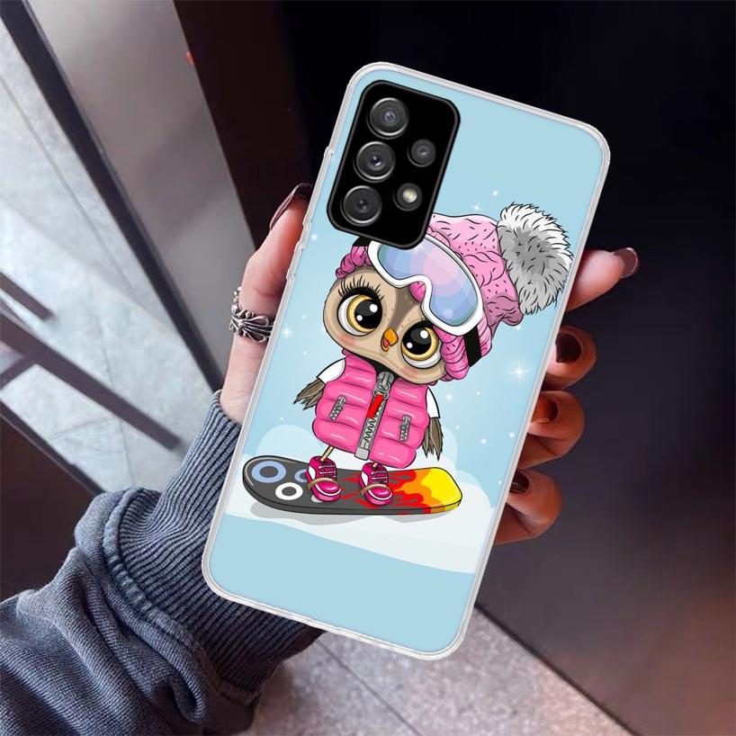 Baby Cute Owl Lover Cartoon Candy Winter Phone Case For Samsung Galaxy A17 A16 A26 A36 A56 A15 A25 A35 A55 A14 A13 A54 A53 A34 A