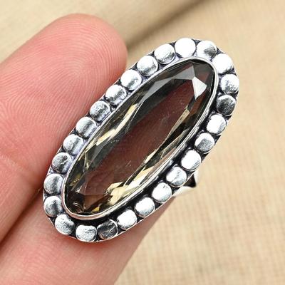 Smoky Topaz Gemstone 925 Sterling Silver Handmade Designer Ring Jewelry For Her