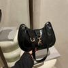 Retro Minimalist Hook Decor Underarm Bag, Y2K Half-Moon Shoulder Bag with Adjustable Strap