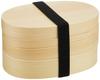 Iris Plaza Magewappa Bento with X 11 X BDH17590T Box, Oval, Two-Tier, Band, Natural, 16.5 8.5 Cm,