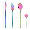Rainbow Color 24Pcs Dinnerware Stainless Steel Cutlery Set for 6 People Knife Fork Spoon Western Tableware Silverware Set for Home Wedding