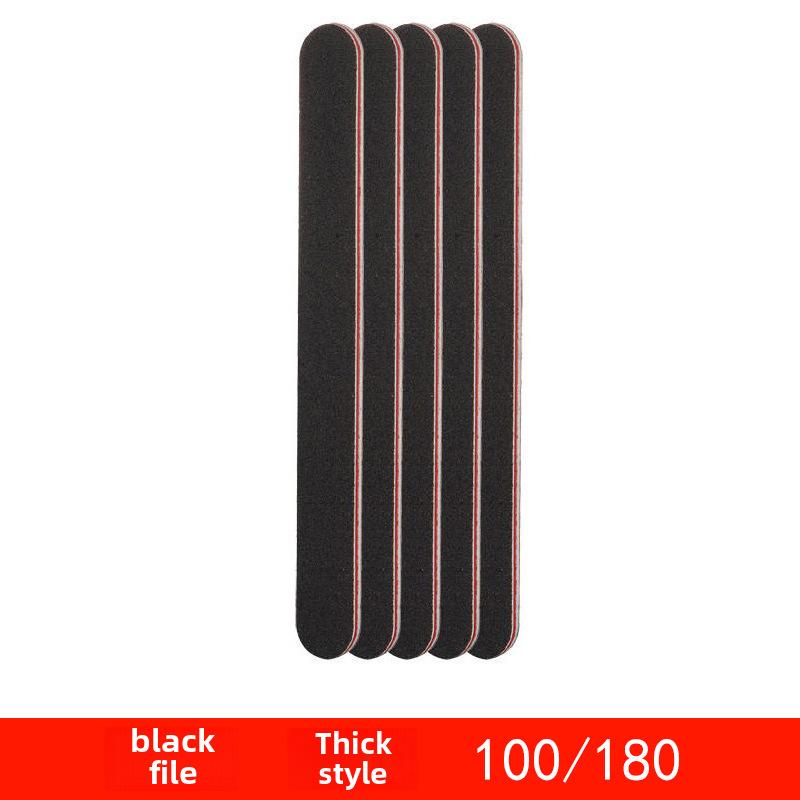 

Двостороння чорна пилка для нігтів 100/180 - високоякісна манікюрна пісочна стрічка з прямими та закругленими краями