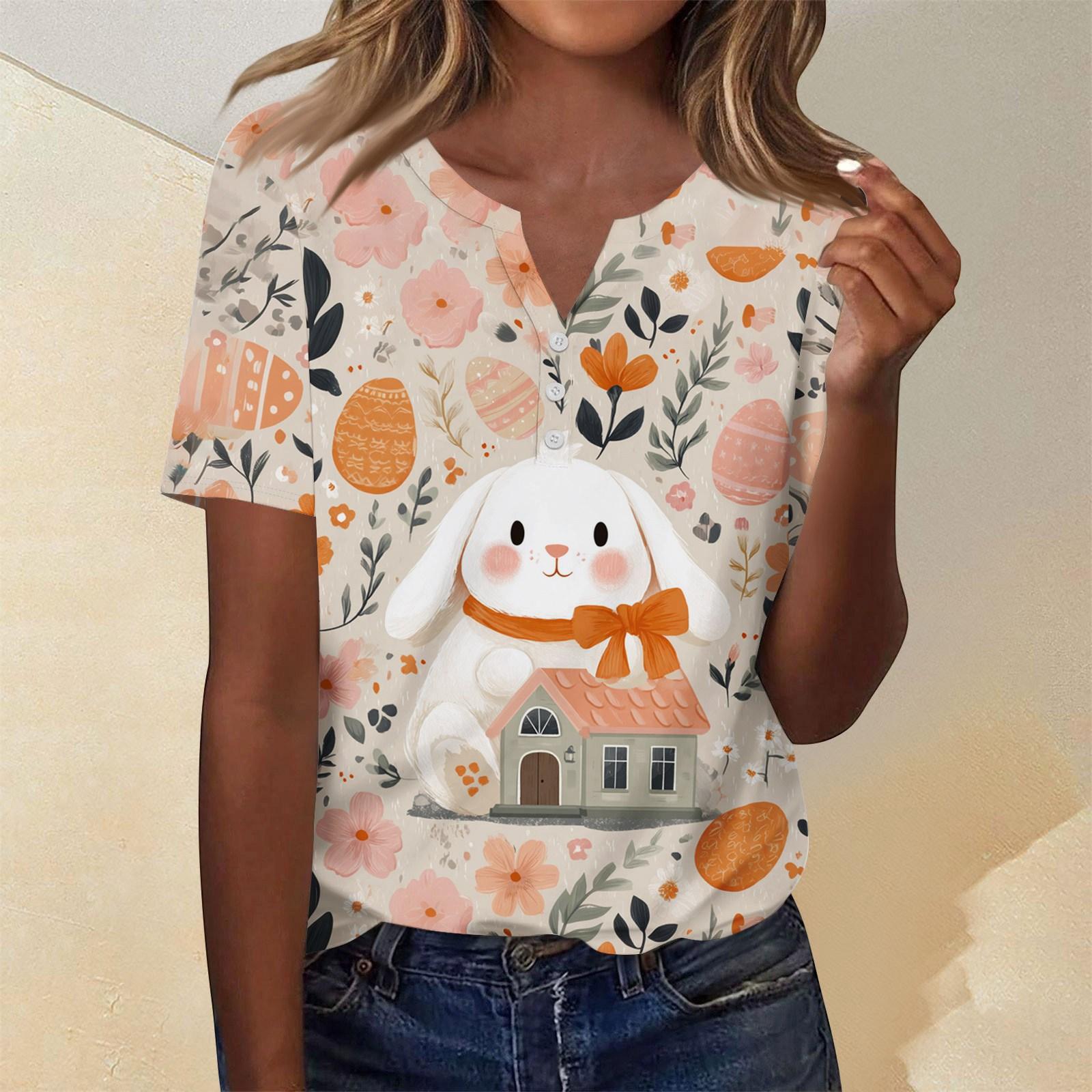 

Women s Fashion Casual Color V-Neck Decorative Button Three-Quarter Sleeve T-Shirt Top XL золотий