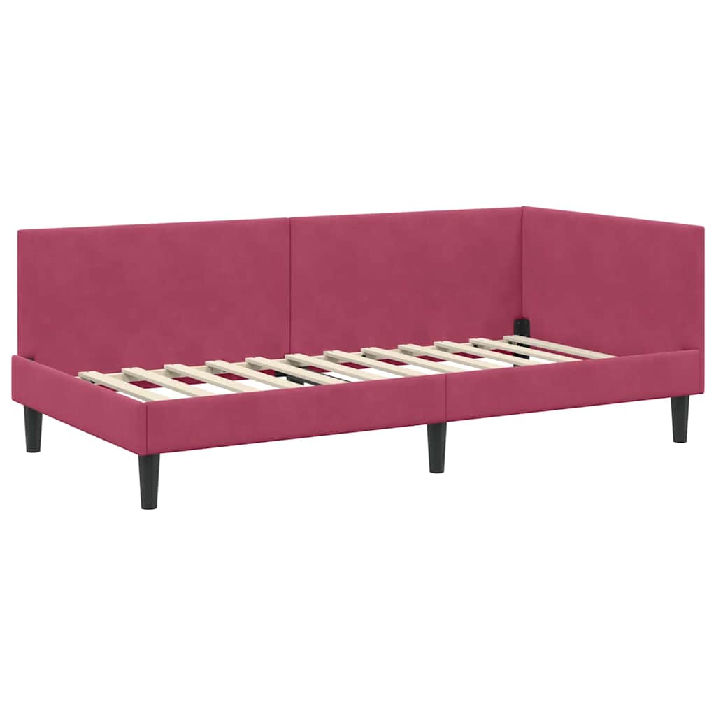 Corner Bed Frame with Headboard Burgundy 80 Cm X 200 Cm Velvet