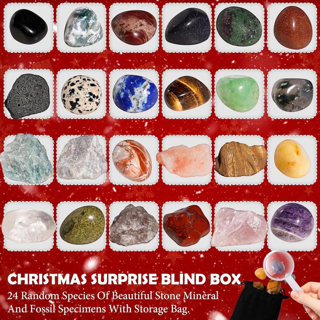 Christmas Countdown Calendar Gem Stone Countdown Calendar 24 Days Stones Collection For Men Women Adults Enthusiasts Bookshelf