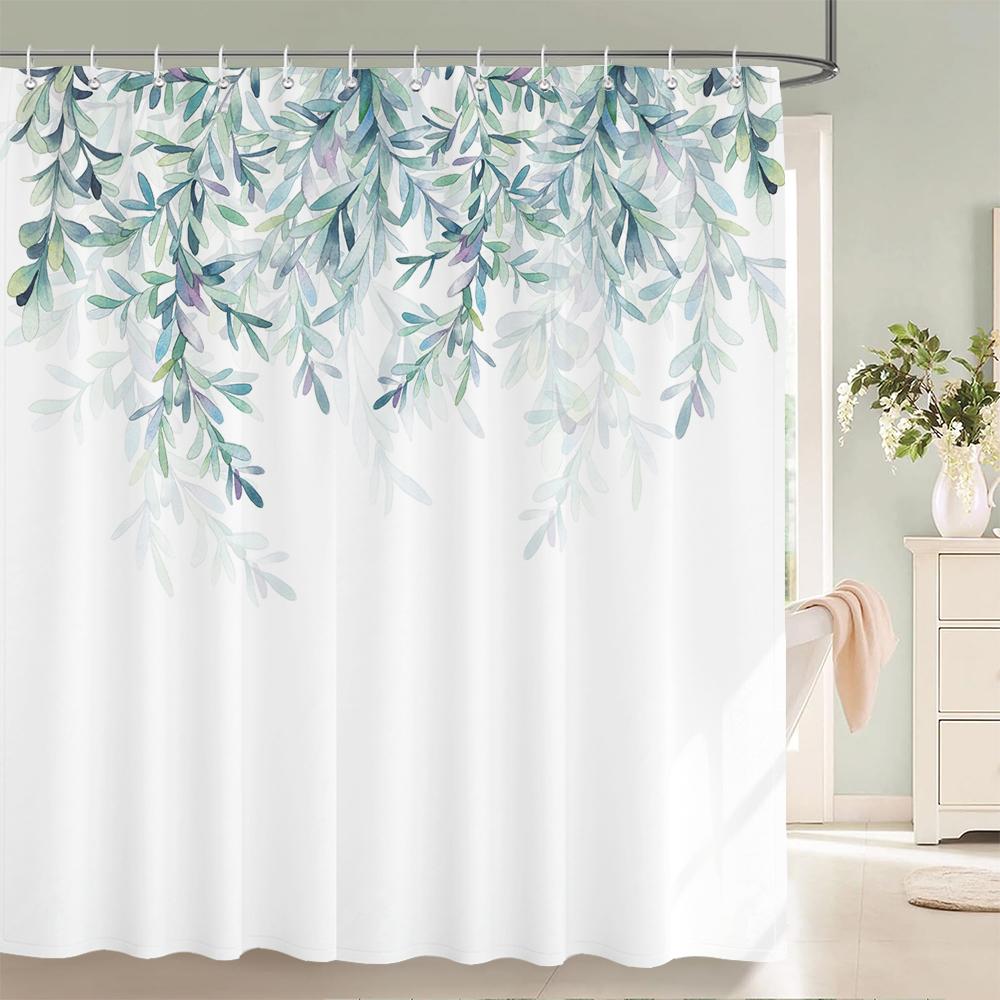 

Тропический зеленый лист растения пальма шторки для душа занавеска для ванной комнаты ткань водонепроницаемый полиэстер занавеска для ванной комнаты с крючками W90xH180cm