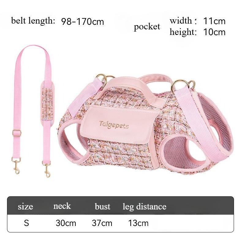 Pet Dog Harness Vest with Leash Set Stylish Breathable Mesh Dog Backpack Detachable Pocket Handles for Small Large Dogs