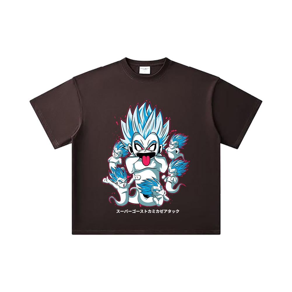 260 GSM Double Yarn 32 Count 100% Cotton Dragon Ball V55 Kamikaze Print Unisex Heavy Cotton T Shirt