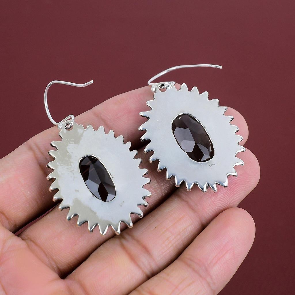 Faceted Smoky Quartz Earring Gemstone Jewelry 925 Sterling Silver Earrings Very Pretty Smoky Quartz Jewelry Handmade Earrings Gifts For Her