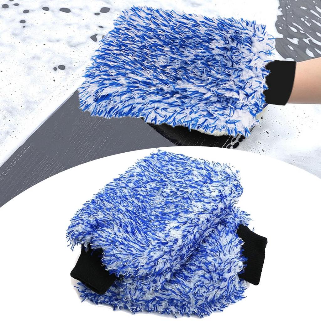 Temiry Microfiber Car Wash Mitt, Set of 2, Hand Wash Gloves, Thick Car Wash