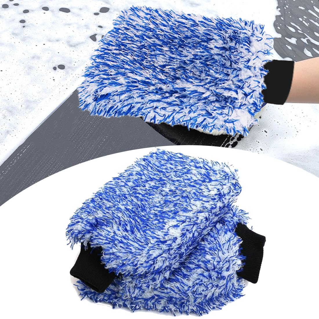

Temiry Microfiber Car Wash Mitt, Set of 2, Hand Wash Gloves, Thick Car Wash синий