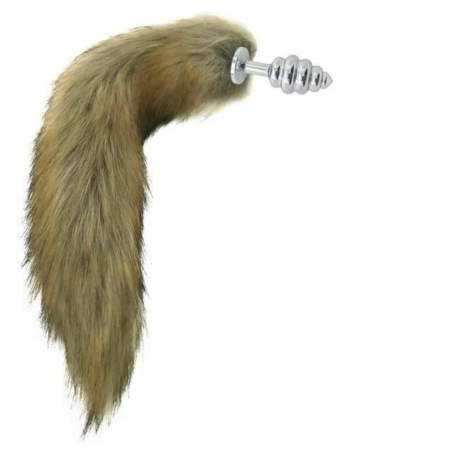 Brown Fox Tail Stainless Steel Anal Butt Plug Pet Play  Butt Plug Tails