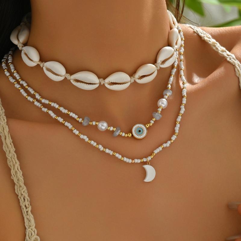 Bohemian Shell Pendant Ocean Wind Starfish Beaded Rope Chain Women's Personality Design Jewelry Necklace