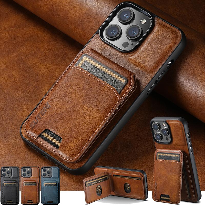 EUCAGR Wallet Phone Case Card Holder Leather Magnetic Cover For iPhone 17 16 15 Pro 14 13 12 11 Pro Max Plus XS XR 16Pro Max