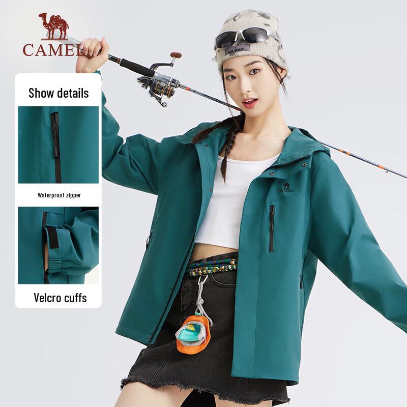 Camel Unisex Outdoor Water-Resistant Hooded Jacket