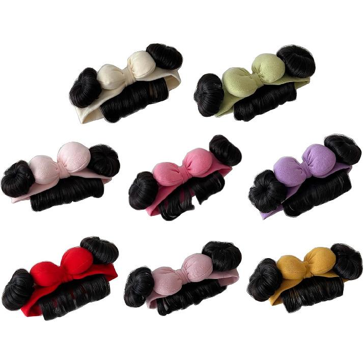 Baby Wig Bangs Headband Fashionable Bun Wig Hairpieces Solid Headwear Girls Hair Accessories for Newborns and Toddlers