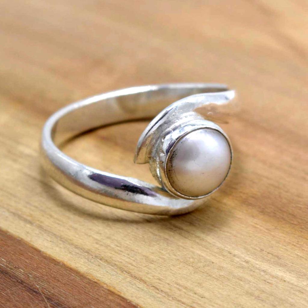 Pearl 925 Sterling Silver  Ring, Natural Pearl Gemstone Handamde Ring Jewelry