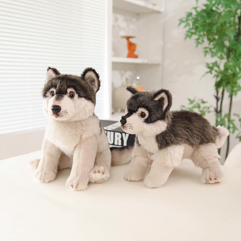 Wolf Dog Plush Toy Simulation Korean Craft Animal Ornament