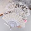 Ladies Lace Hand Fan Black White Cloth Folding Fans With Tassels Ancient-Style Dance Folding Hand Fan For Wedding Party Favor