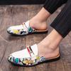 Men's Summer Closed-Toe Leather Slippers - Trendy Korean Style Half-Slippers