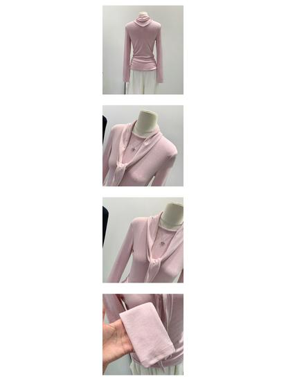 Women's Autumn/Winter 2025 Scarf Bow Tie Lace-up T-shirt