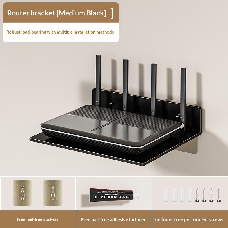 WiFi Router Shelf Wall Mounted No Drill Durable Stainless Steel Rack for Makeup Cosmetic Storage Bathroom