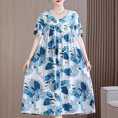 Summer Oversize Dresses Elegant Short Sleeve Plus Size Long Dress Women