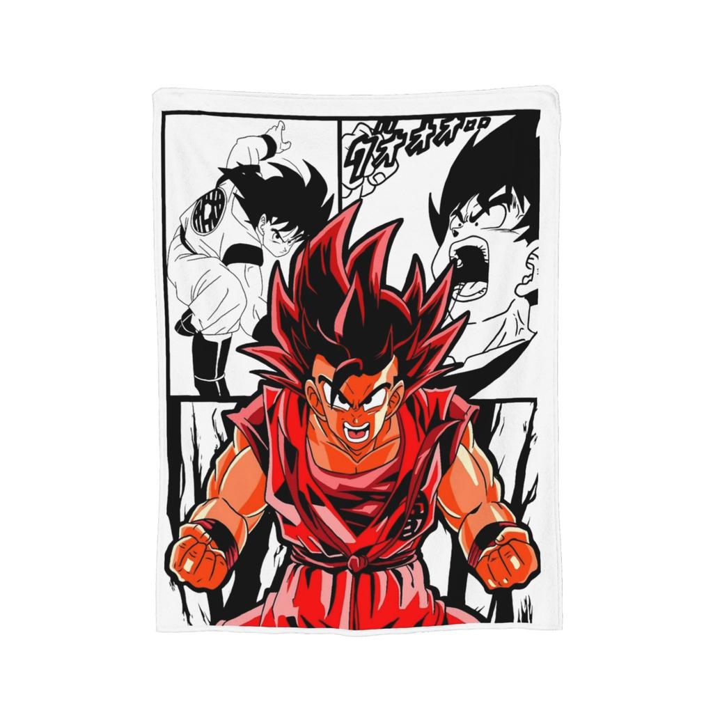 Goku Collage Flannel Blanket DBZ Japanese Anime Awesome Throw Blankets for Home Hotel Sofa 125*100cm Plush Thin Quilt,