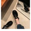 Cowhide Version~ French Retro Mary Jane Small Leather Shoes Women's Camellia with Gold Coins Loafers Genuine Leather Single Shoes