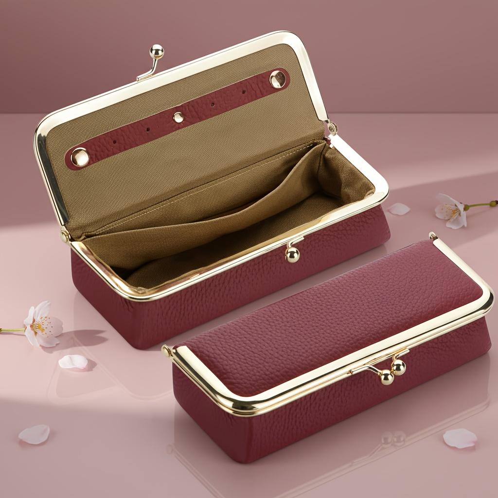 

Unisex Jewelry Box Fashion Glasses Case - RFID Blocking, Travel Jewelry Case Bag Charm Storage Box Fashion Pencil Bag with Kiss Lock, Coin Purse червоний