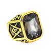 Trendy Gold Plated Titanium Ring with Colorful Gems Punk Style Stainless Steel Jewelry