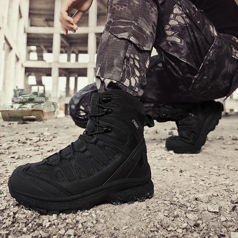 High Top Waterproof Men's Tactical Boots Hiking Shoes Outdoor Sneakers Hiking Boots Non Slip Motorcycle Boot Zapatos Para Hombre