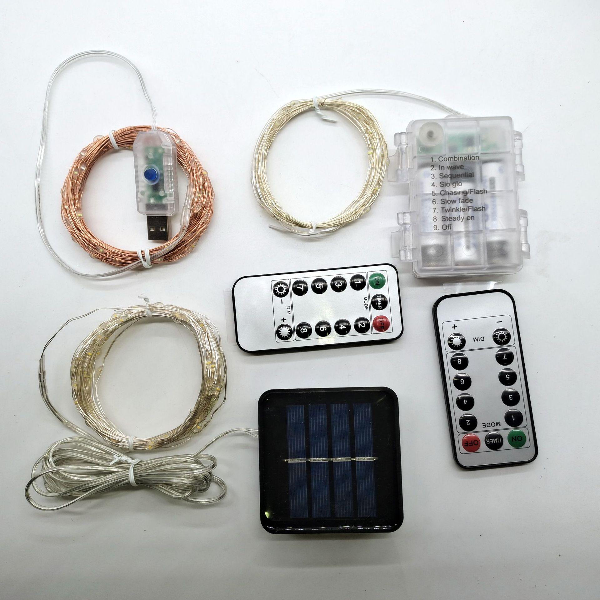 

Світлодіодна мідна гірлянда з пультом, водонепроникна, на батарейках та USB/сонячна, міні-різдвяні гірлянди 1m 10 LEDs 2AA Battery Constant зелений