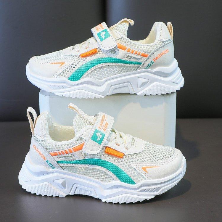 Boys Shoes 2025 Summer New Mesh Breathable Children's Little White Shoes Boys Hollow Middle and Older Children's Shoes Sports Shoes Tide