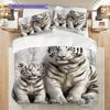 White Tiger Pattern Bedding Quilt Set Quilt Cover Pillowcase Home Decoration Birthday Gift (1 * Duvet Cover + 2 * Pillowcase, Without Core)