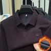 Men's 2025 Winter Premium Long-Sleeve Polo with Wool & Silk Fleece Lining, High-End Casual Base Layer