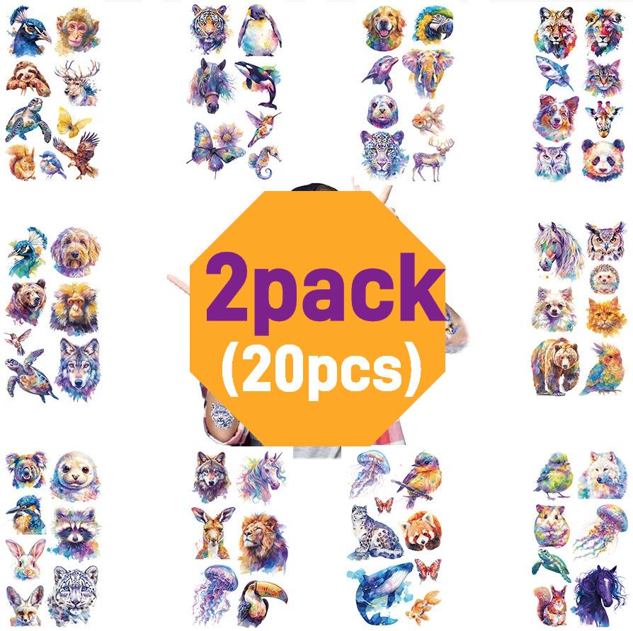 10-50Pcs Cool Watercolour Animal Tattoo Stickers Funny Birthday Party Temporary Waterproof Tattoos Sticker Toys Gifts